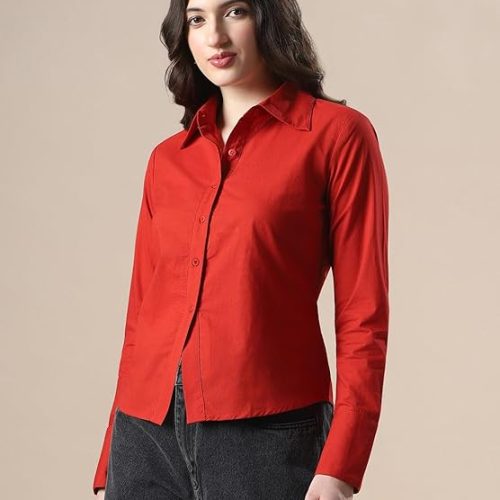 Slim Fit Solid Spread Poplin Shirt