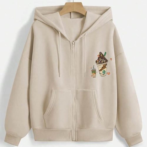 Solid Zipper Hooded Jacket