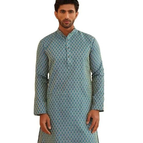 Men Jacquard Silk Kurta